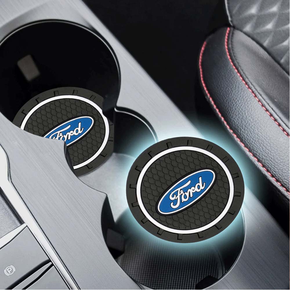 2Pcs Car Anti-Slip Water Cup Pad Bottle Holder Mat Coaster For Ford Fusion Taurus Focus Mk2 3 7 Mondeo F150 Mustang Transit Kuga