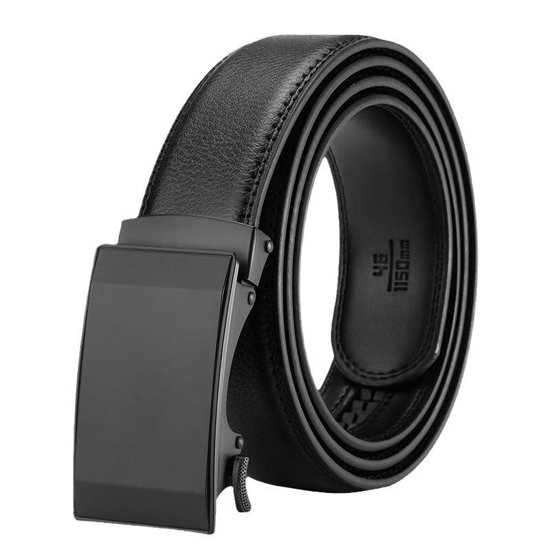 New Men's Belt Business Men's Belt with Automatic Buckle Genuine Leather Belt