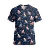 Top da Lavoro da Donna con Scollo a V, Manica Corta, Tasche, Stampa Animalier, Camice Medico, Leggero, Vestibilità Comoda per Professionisti Sanitari