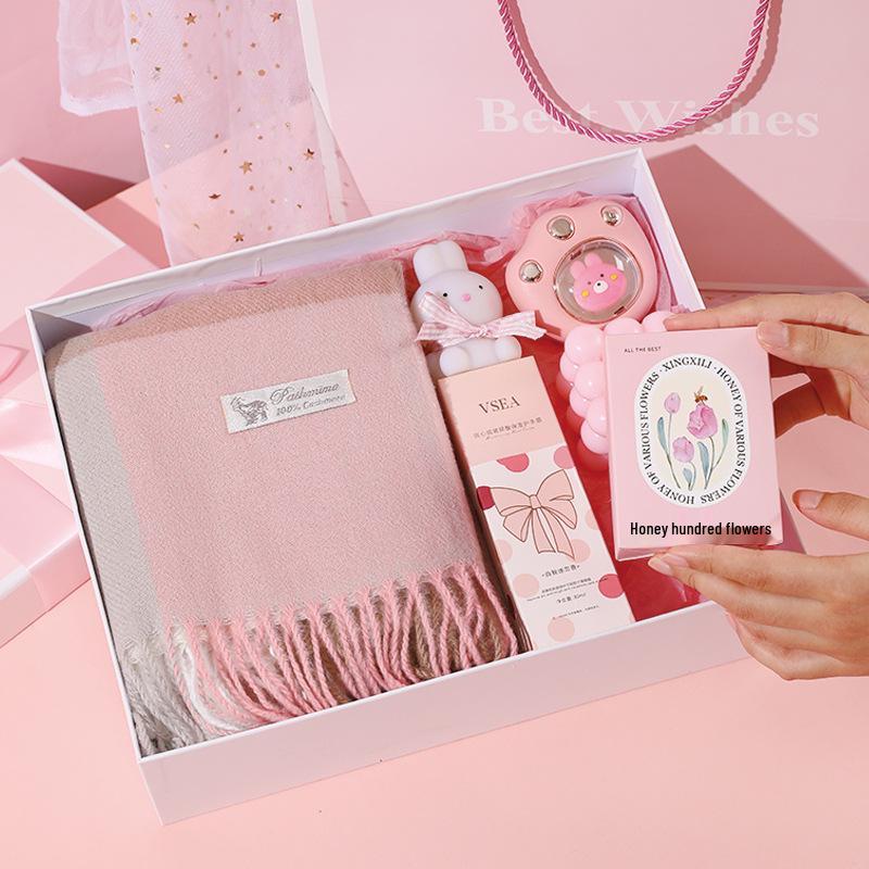 Autumn Winter Gift Set: Scarf & Insulated Cup for Her Birthday