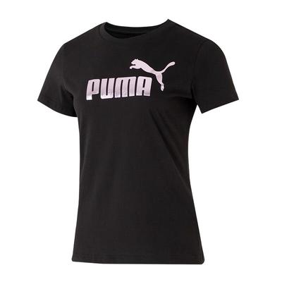 Camiseta Respirável de Gola Redonda e Manga Curta com Caimento Solto Feminina Preta 688938-56