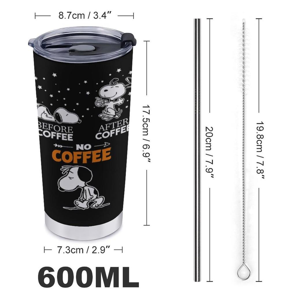 Snoopy Tumbler Mug Coffee Cup Convenience Store Cup Cold Insulation Water Bottle Direct Drinking Stainless Steel with Lid Portable Straw Character