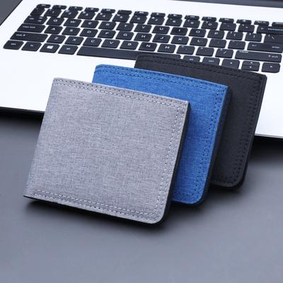 Men's Short Zipper Wallet Men's Denim Canvas Wallet