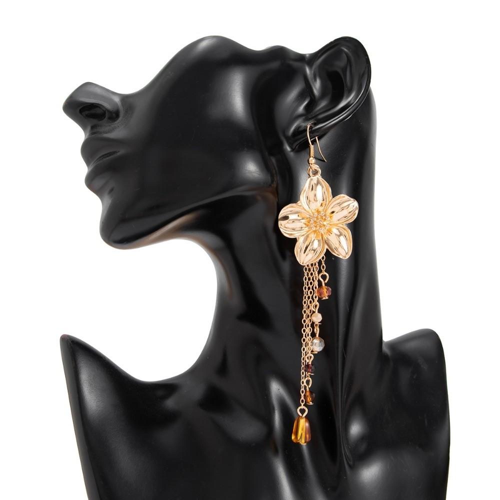Punk Y-shaped Chain Necklace Gothic Flower Tassels Earrings Vintage Flower Pendant Necklace Women