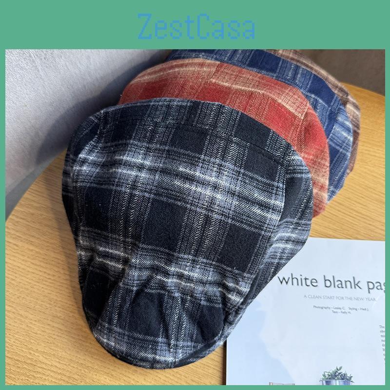 Gingham Retro Duckbill Cap Beret With Ventilation And Sun Protection Women For
