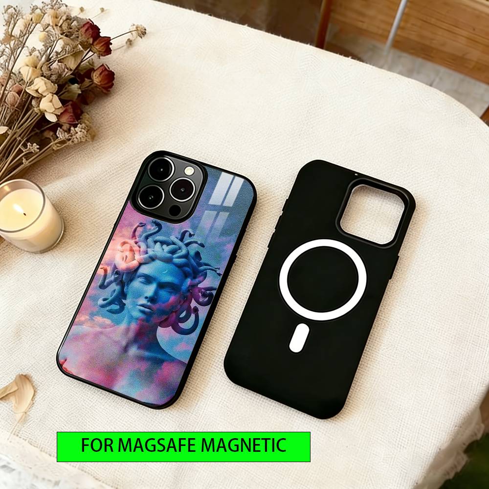 Medusa Phone Case For iPhone17,16,15,14,13,12,11 Plus,Pro Magnetic For Magsafe Wireless Charging