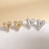 Golden Copper Heart Earrings With CZ Stones Fashionable Women Jewelry 1 Pair