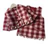 Girls' Mori Style Plaid Wool Coat & Vest Dress Winter Set