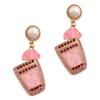 New Holiday Style Fashion Creative Diamond Wine Glass Lemon Alloy Earrings Dripping Oil Personality Versatile Woman
