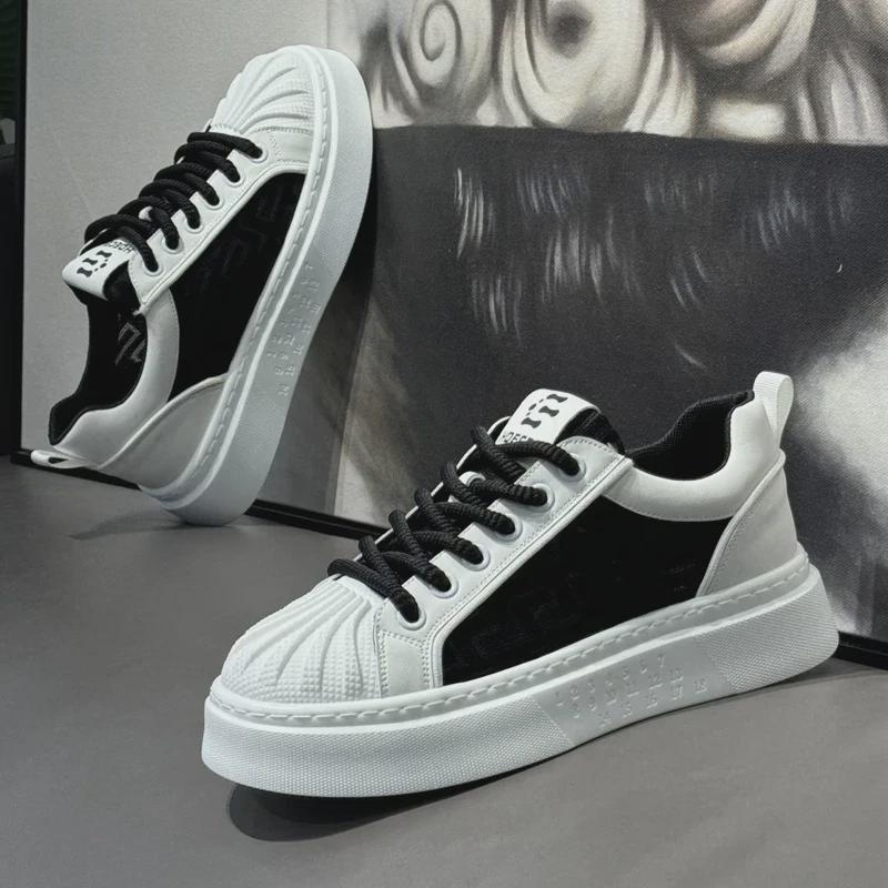 Men's 2024 Shell Toe Breathable Sport Shoes - Trendy, European-Style, Light Luxury, Thick-Soled Casual Footwear