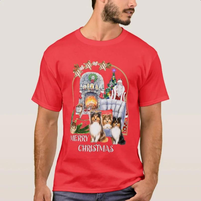 Sheltie Merry Christmas Wish Collie Shetland Sheepdog TShirt New 100 Cotton ONeck Short Sleeve Casual Mens Tshirt Size S3XL S