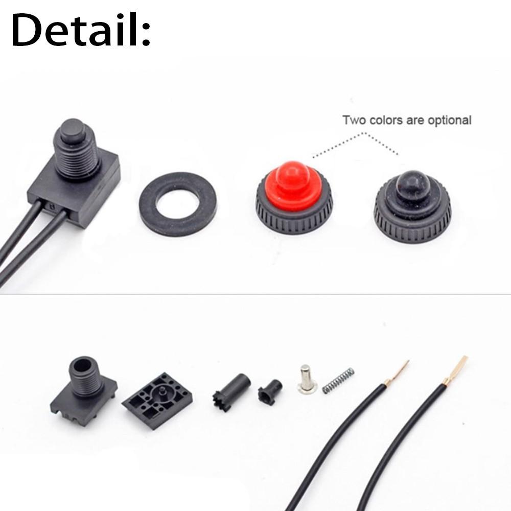 12V Waterproof Latching Push Button On-Off Switch With  Wire Black Red