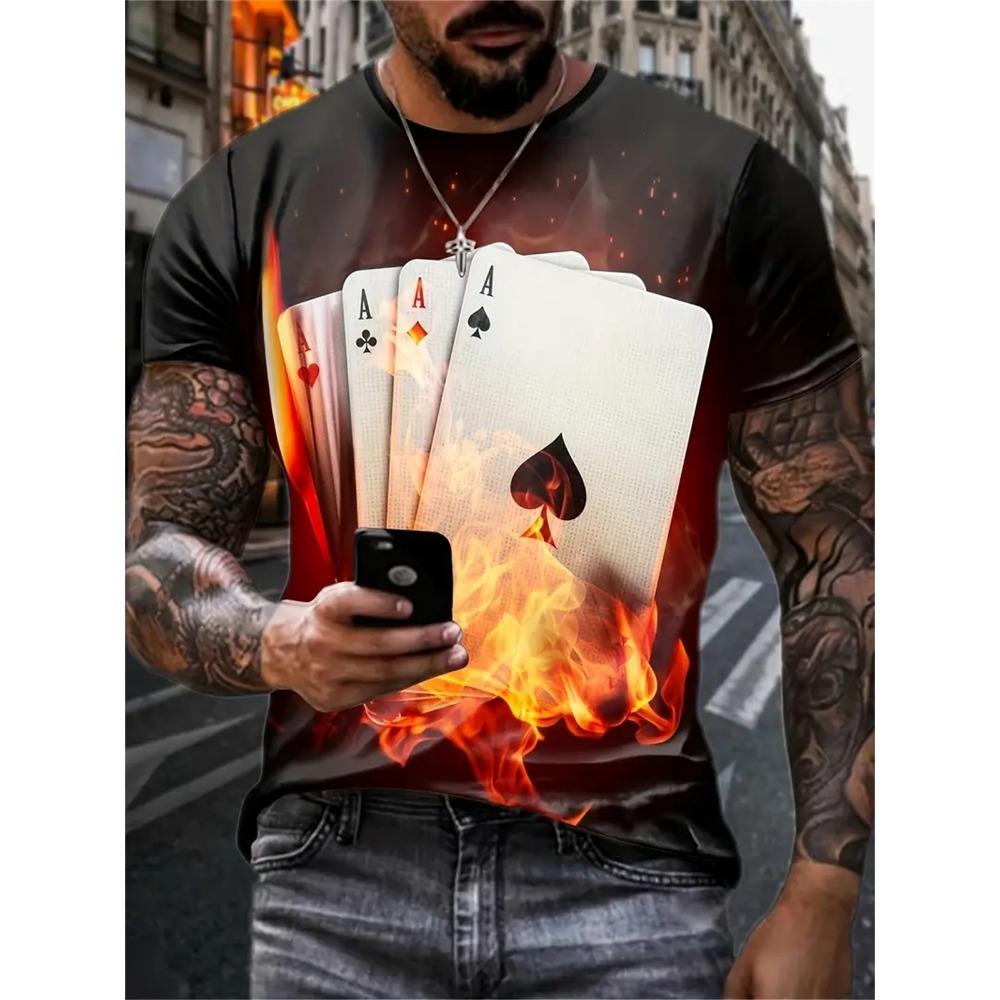Summer Men's T-Shirt New Cool Poker Graphic T Shirts Casual Fashion Originality Card Pattern Tees 3D Printed Short Sleeve Tops