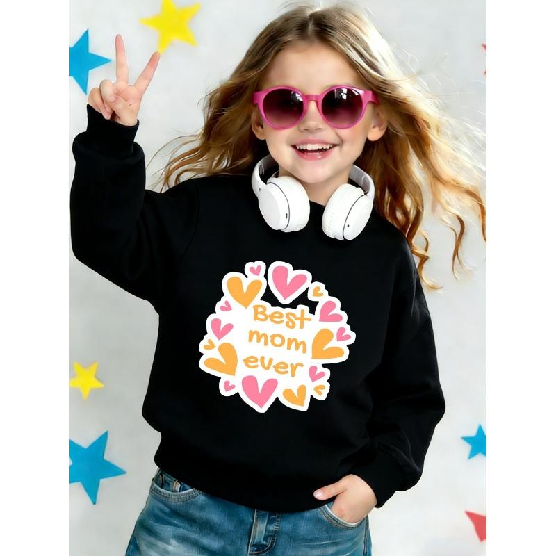 Mother'S Day Print Pattern Girls' Round Neck Sweatshirt 0-3 Years Comfortable And Durable Best Choice for Baby Outdoor