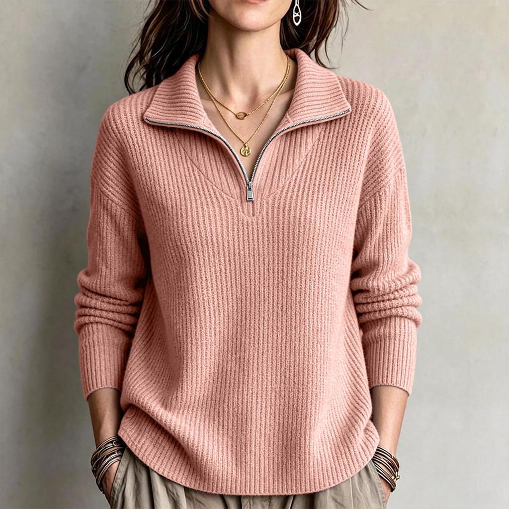 Women's V-Neck Long Sleeve Pullover Sweater for Casual Daily Wear