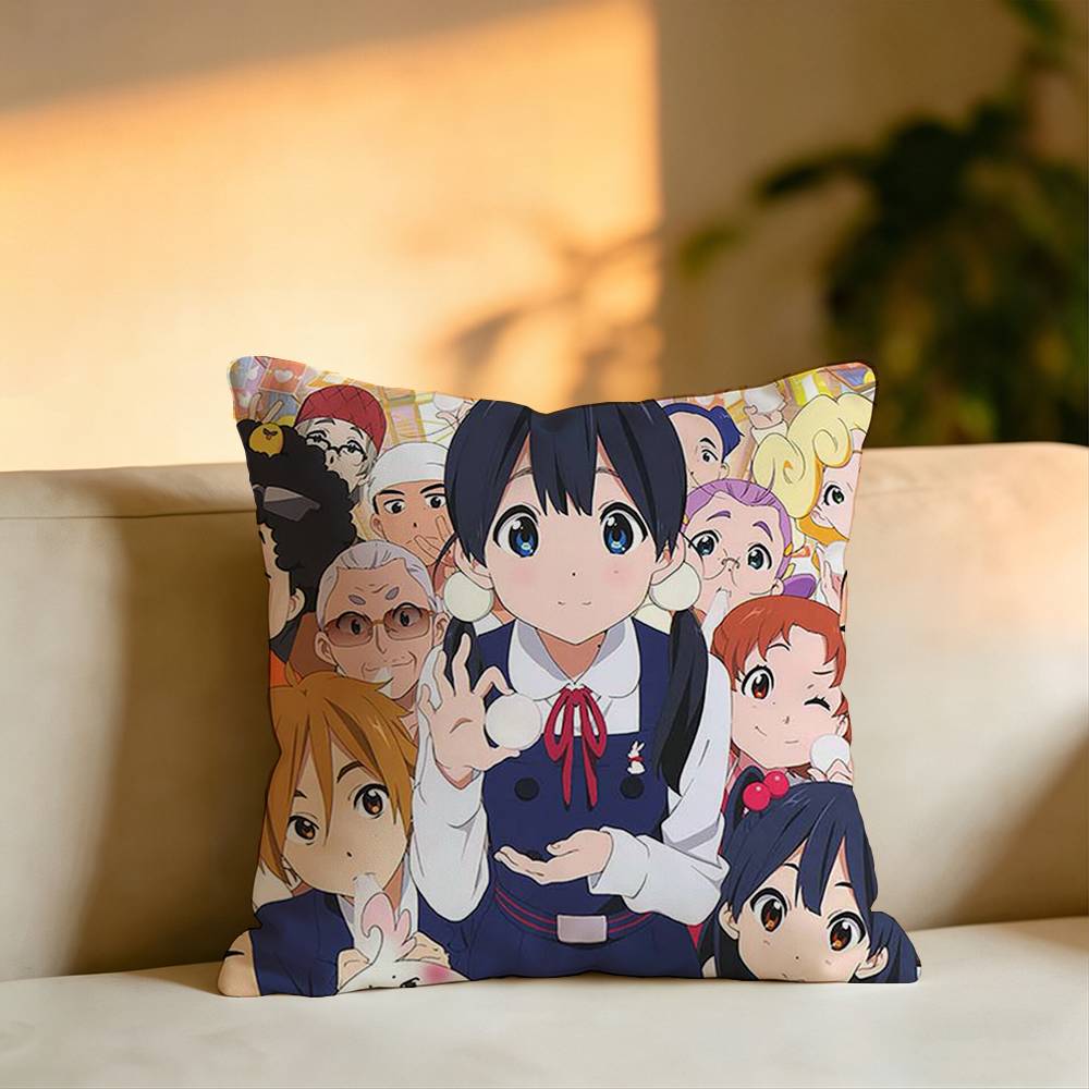 Hot Anime TTamako Market Pillow Case Square DoubleSided Sofa Cushion Cover Bedroom Bedside Pillow