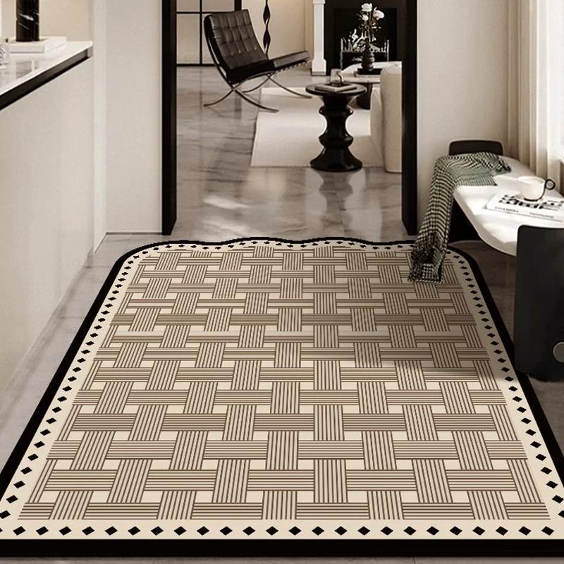 Entrance Doormat Welcome Rug Stain-resistant Wear-resistant Floor Mat Solid Color Geometric Pattern Carpet Home Decoration Rugs