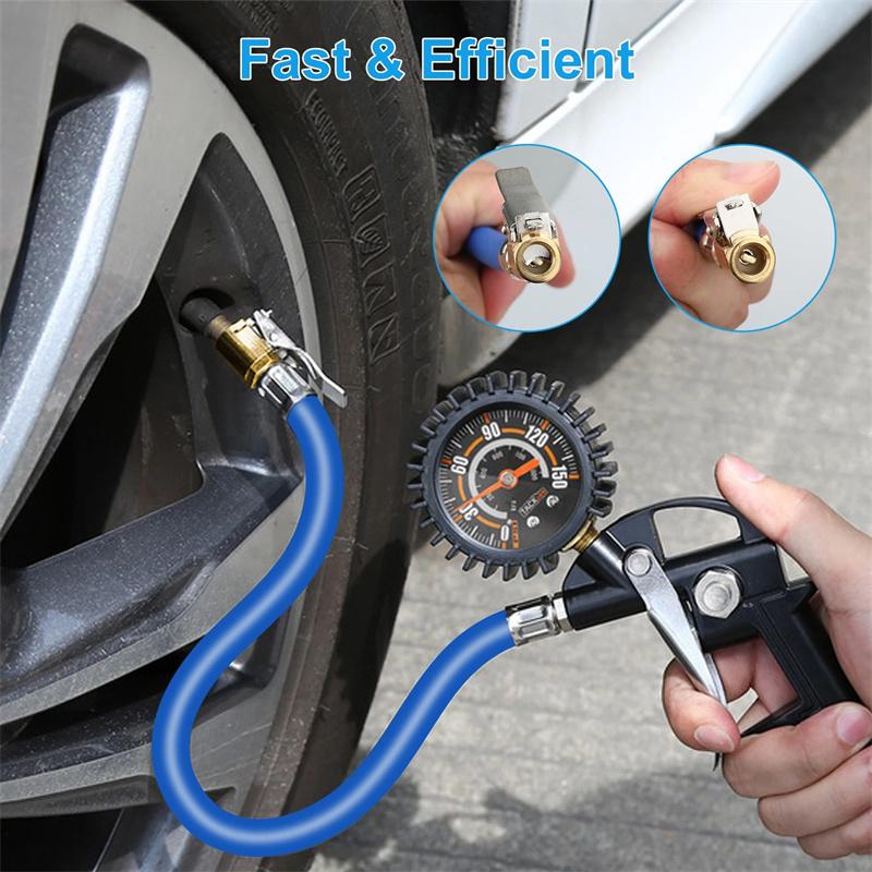 2 Pcs Inflator Car Mounted Inflation Pump Nozzle Extension Tube Quick Inflation Clamp Tire Quick Inflation Nozzle Extension Tube