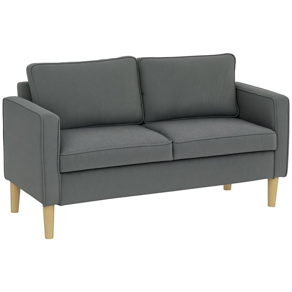 Two Seater Sofa With Storage Space And Two Cushions In Velvet Effect Fabric And Wood 140x63x79 Cm Gray