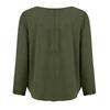 Women's Fashion Loose-Fit Long-Sleeve V-Neck Pullover Shirt Cotton-Linen Blend Top