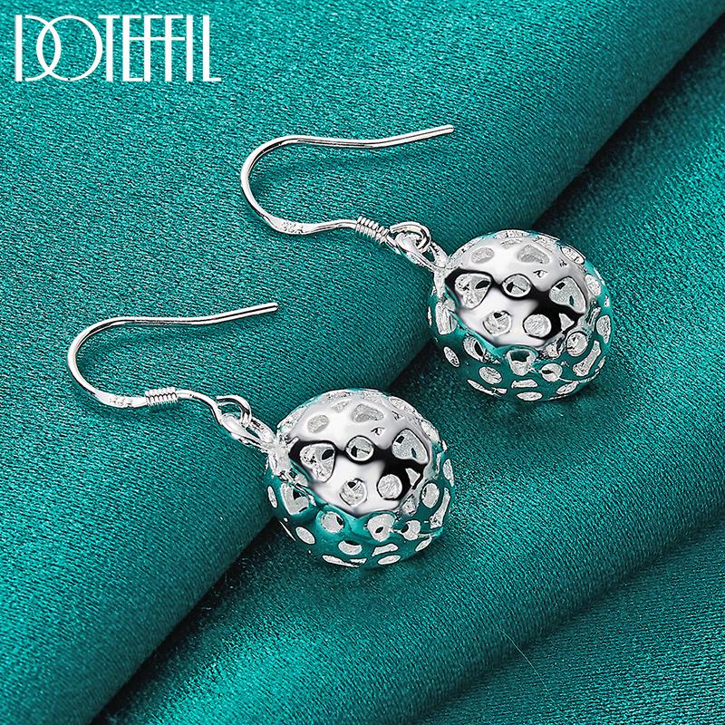 

Серьги-подвески с полым шаром из стерлингового серебра 925 пробы 1.3cm*1.3cm