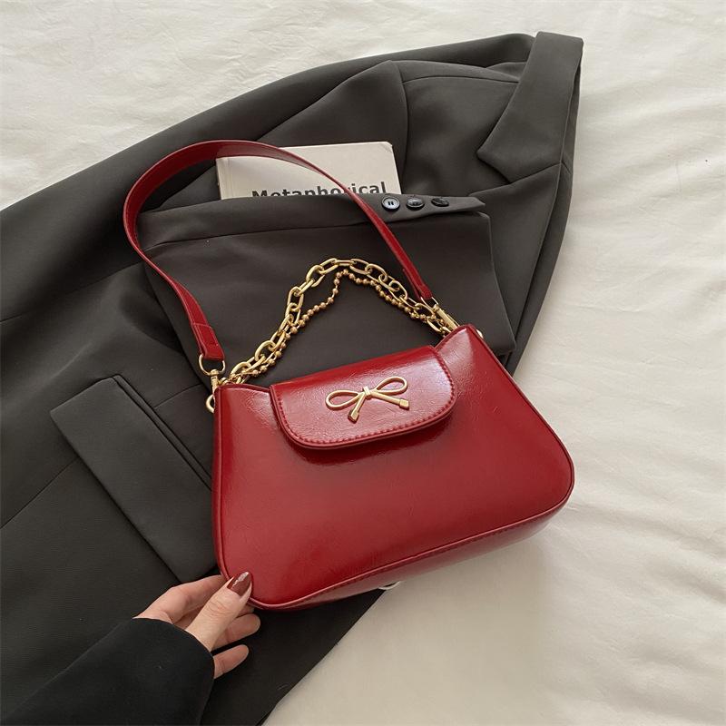 

Сумка под мышкой женская 2025 новая модная на плечо сумка-мессенджер цепочка популярная красная маленькая квадратная сумка красный