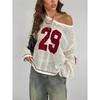 Y2K Stil Sporttrikot Damen Strickoberteile Modischer Digitaldruck Rundhalsausschnitt Langarm Pullover 2026 Sommer Street Trend