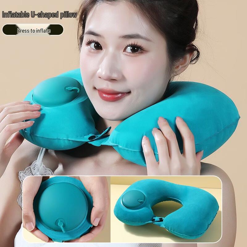 Press-Inflate U-shaped Travel Neck Pillow