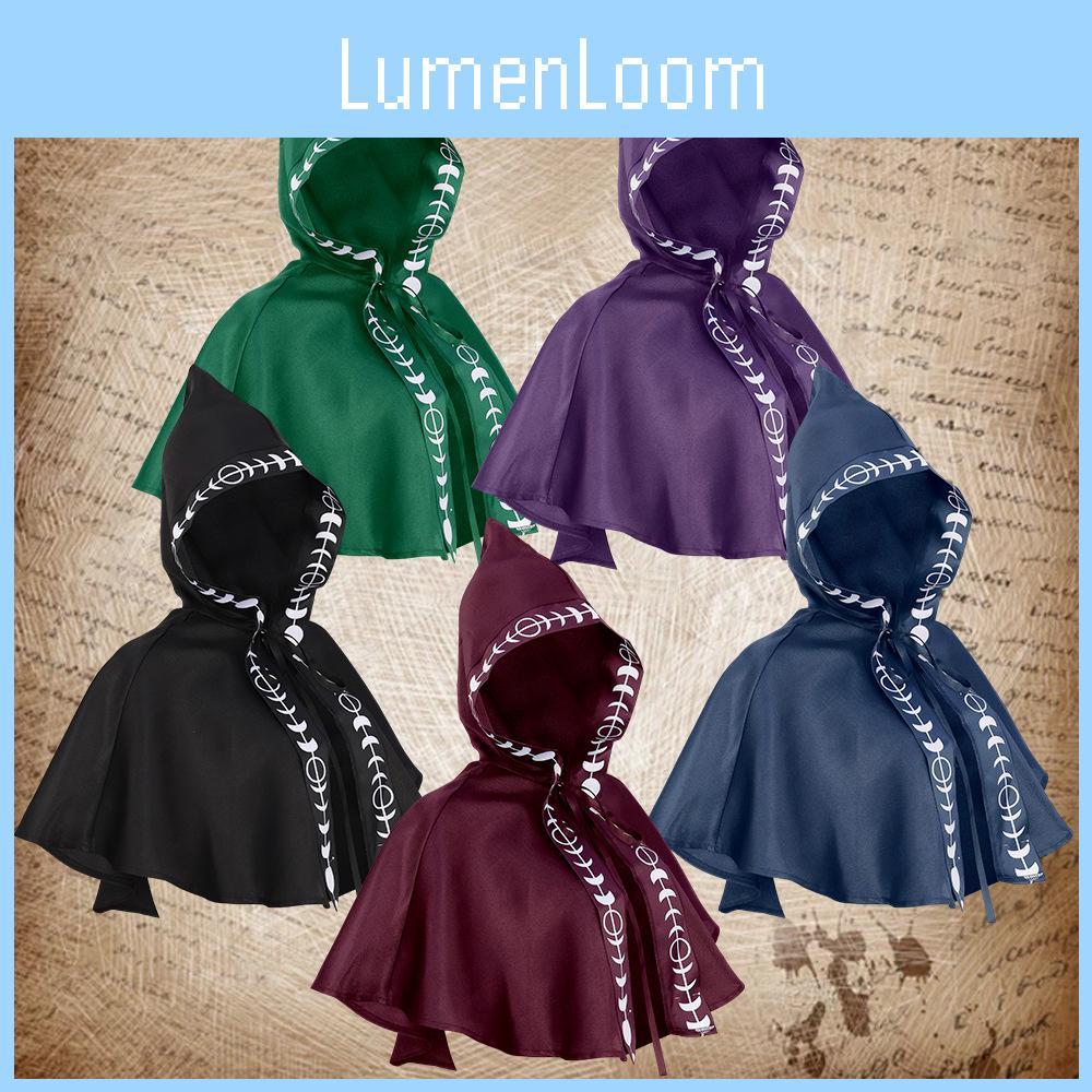 Luxurious Medieval Polyester Hooded Cloak Cape In Vibrant Colors Theatrical For