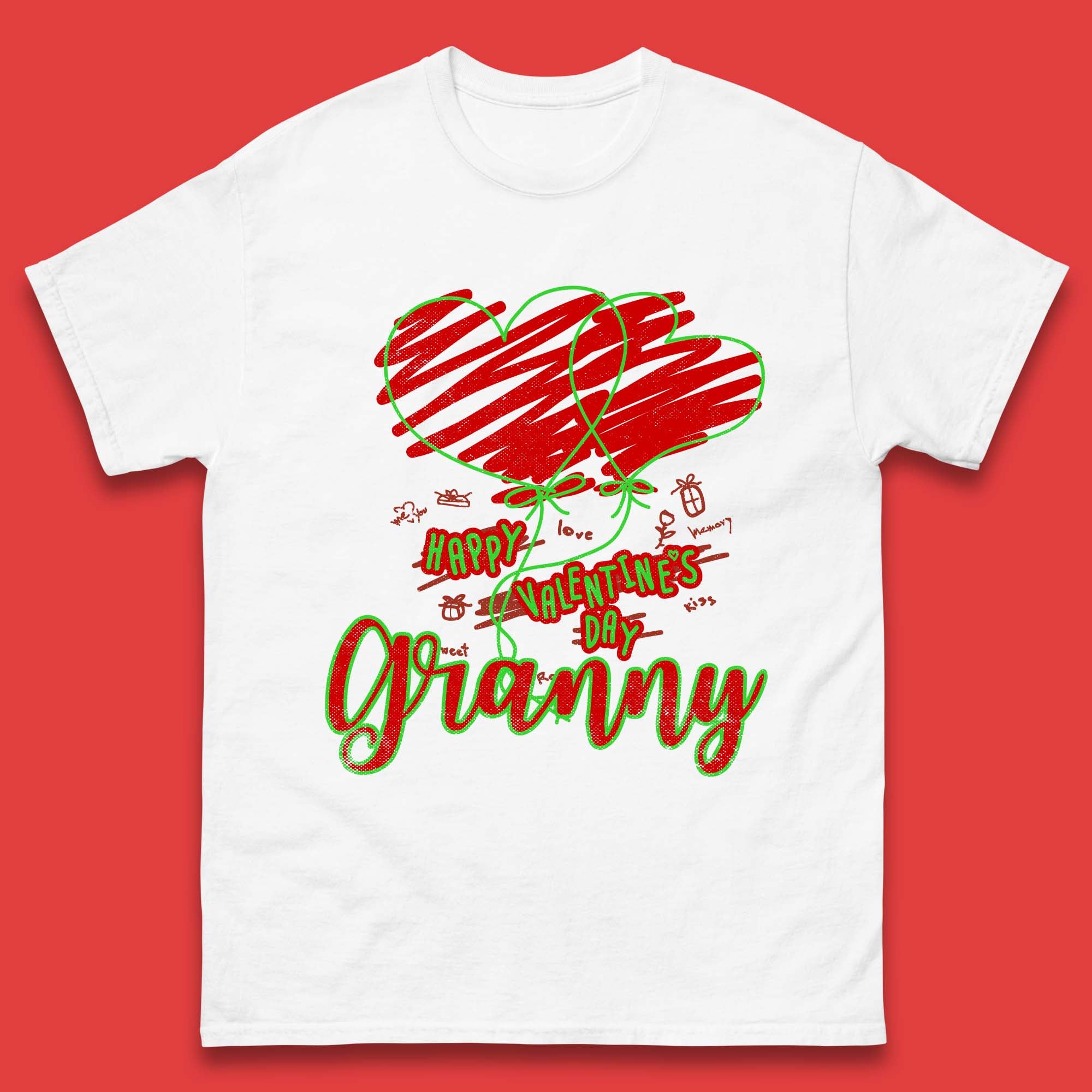 Happy Valentine s Day Granny Mens T-Shirt Womens Tops Tees 2XL