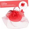 Mesh Flower Fascinator Hat Headband with Clip for Women Wedding Tea Party Cocktail Headpiece Red Mesh Plume Floral Special Occasion Accessory