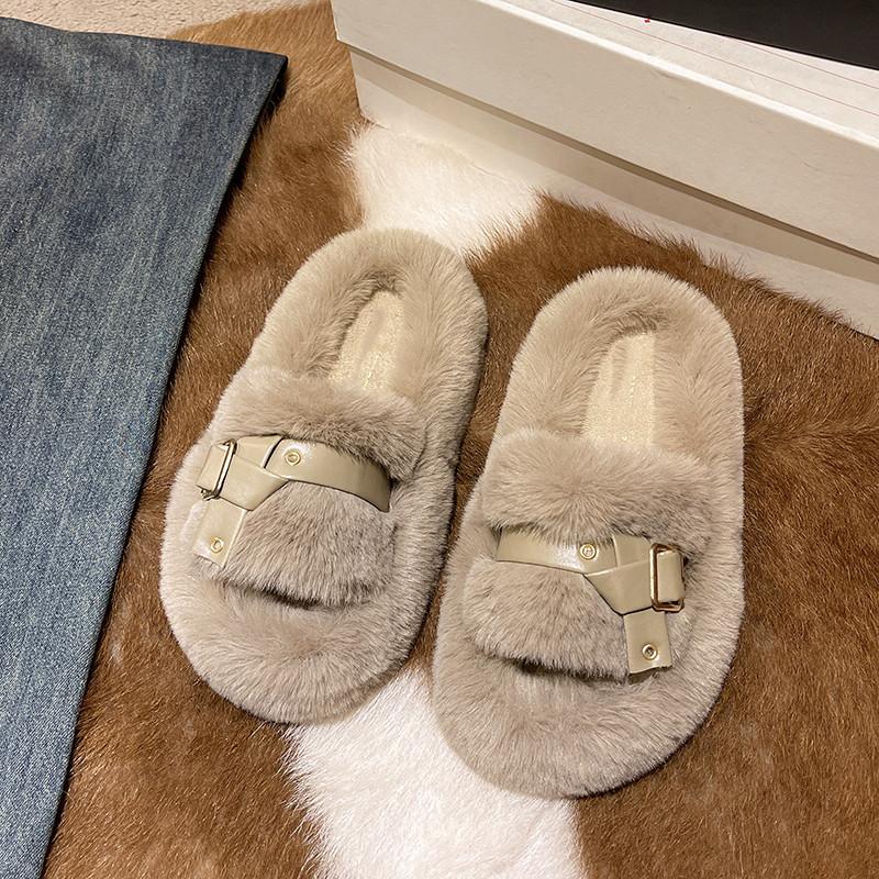

Пушистые тапочки на толстой подошве для женской осенне-зимней носки 2025 новые модные повседневные домашние хлопковые мопы удобные и универсальные пушистые мопы 42 хаки