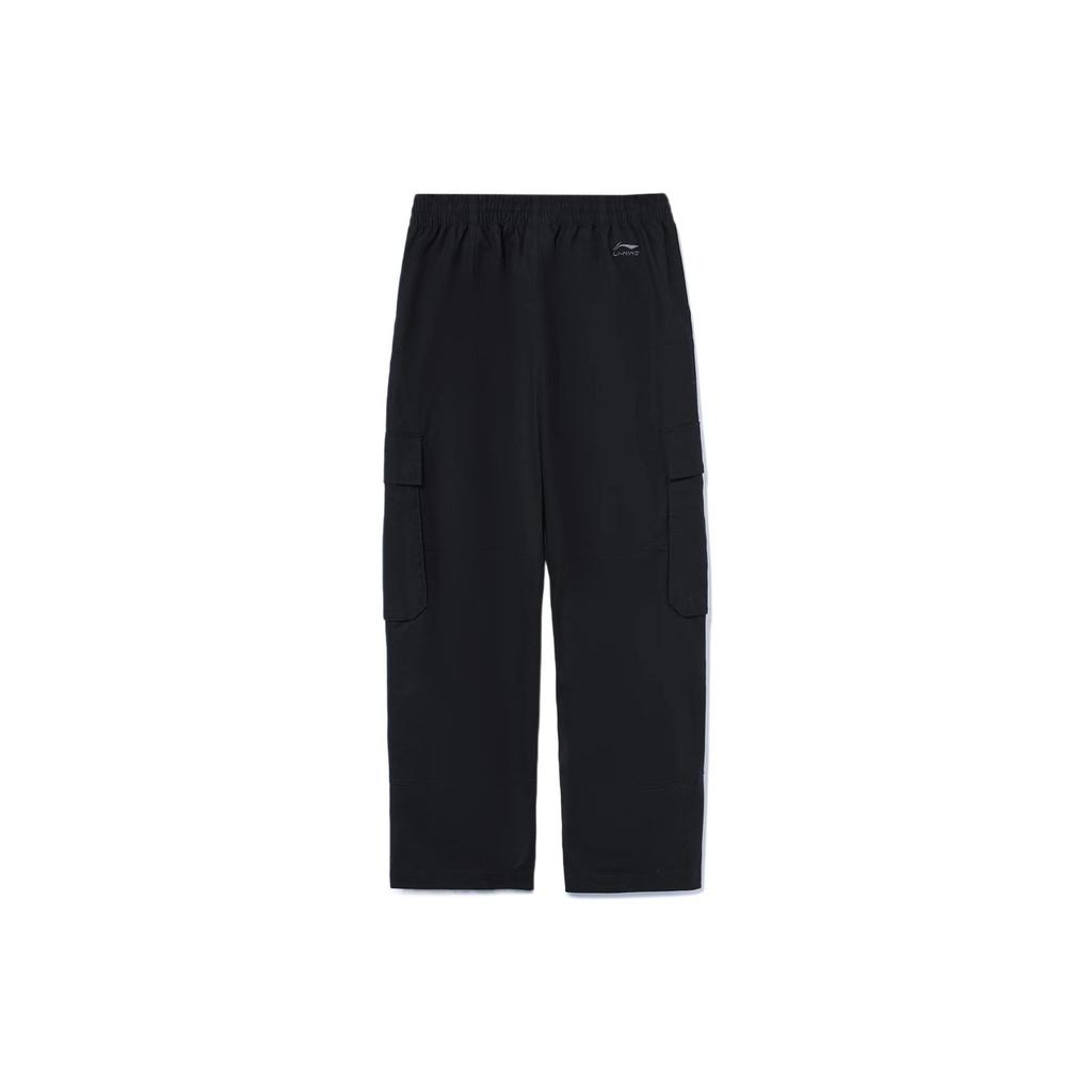 Li Ning Skateboard Series Solid Color Straight Casual Long Pants Men Bottoms Black AKXR445-2