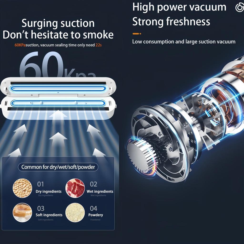 Vacuum Sealer Dry Wet Food Preservation Automatic Packaging Machine with 10 Vacuum Bags (BPA Free, FDA Approved)