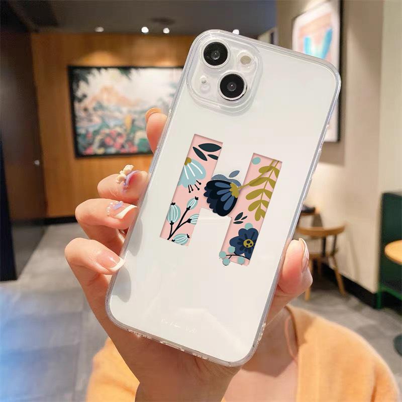 Fashion Letter Flowers Art Luxury Transparent Soft Phone Case For iPhone 15 14 13 12 11 Pro Max XS X XR 7 8 Plus Cover Fundas