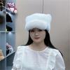 Real rabbit fur hat cat ear round top for shopping thick genuine rabbit fur warm women winter and autumn baseball cap