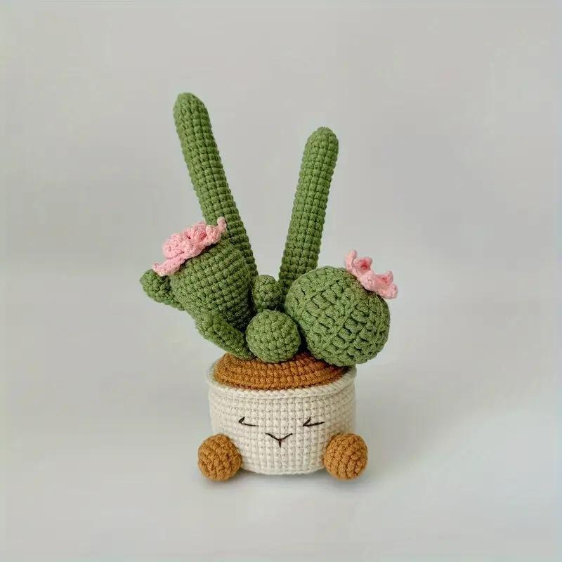 Kawaii Kaktus Häkeln Topfpflanze Kreative Gestrickte Pflanzen Handgewebt Erdbeerblüten Tische Bücherregal Dekorationen Geschenke