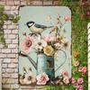 Vintage Flowers & Bird Metal Wall Art Sign - Rustic Iron Plaque with Watering Can and Chickadee Design, Multi-Use Decor for H