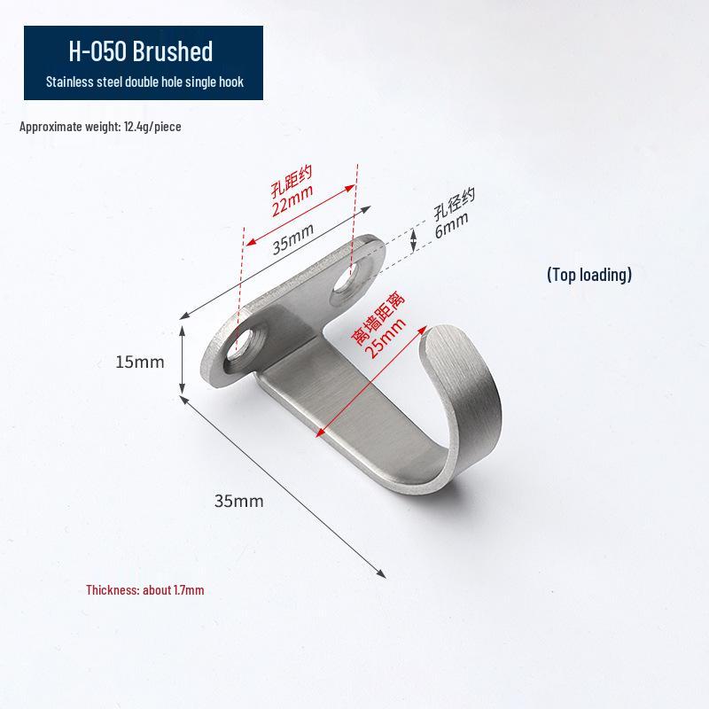 Black Stainless Steel Single Coat Hook for Cabinet, Door, Bathroom, and Kitchen