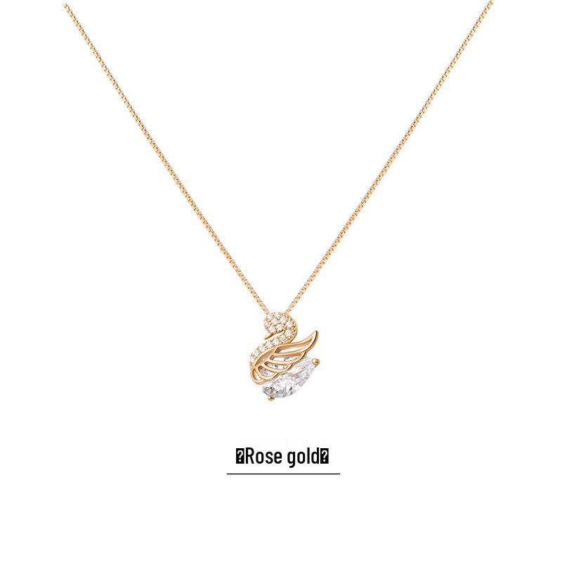 

S925 Silver Swan Zircon Necklace - Elegant Versatile Women s Clavicle Chain