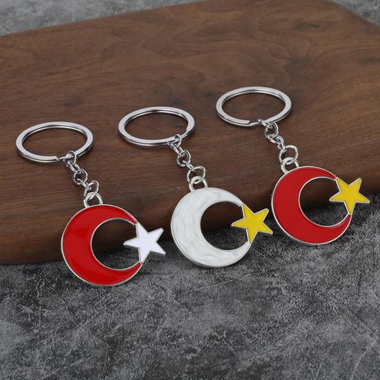 Metal Buckle Keychain Pendant, Zinc Alloy Key Ring with Star Moon Design, Keys Bags Suitcases Charm
