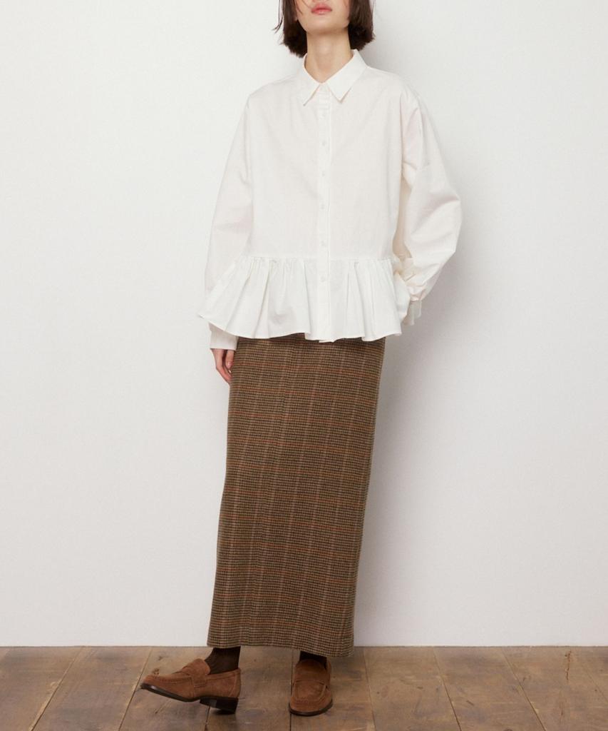 Okuka Classic Check Wool Long Skirt