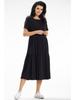 Flared midi dress with short kimono sleeves, black XL