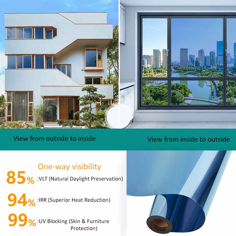 

Теплоизоляционная пленка для окон, антибликовая односторонняя зеркальная пленка, солнцезащитная пленка для окон магазинов, блокирующая ультрафиолетовое излучение 50cm*3m