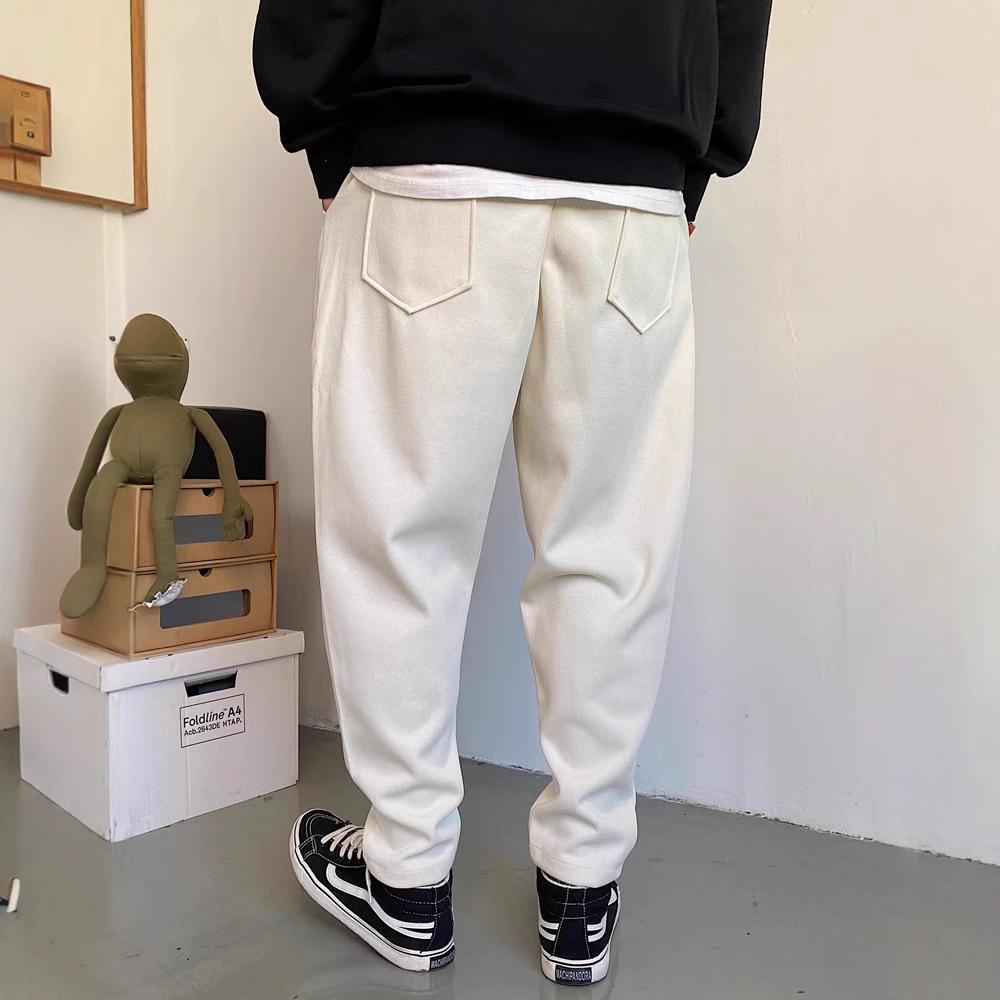 Spring and Summer Men's New Light Luxury High-end Versatile Straight-leg Casual Pants Trendy Brand Solid Color Elastic Waist Small Sweatpants