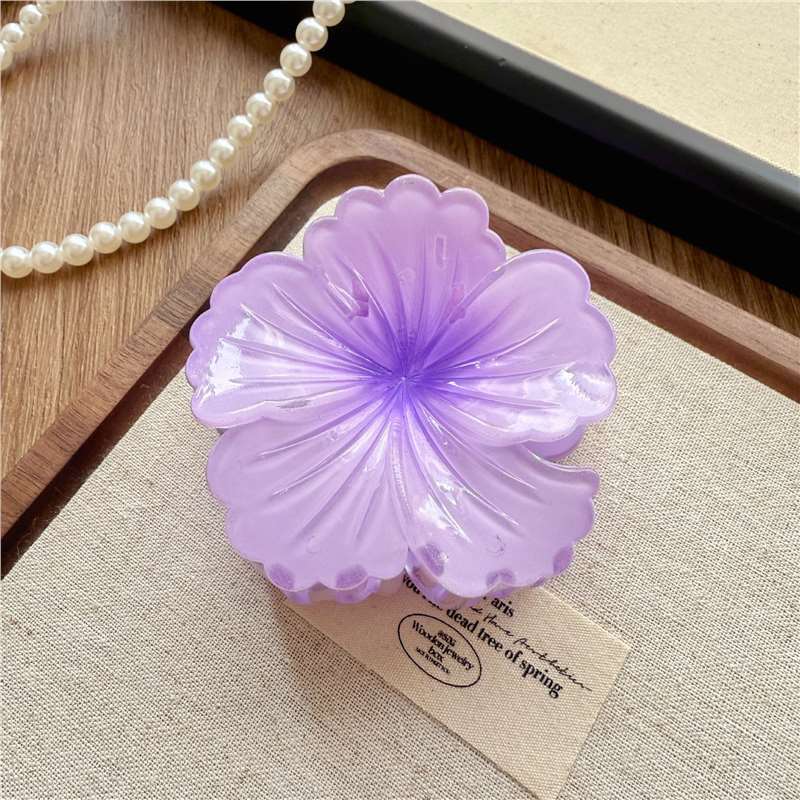 8CM Hair Claws Headwear Accessories Gradient Flower Acrylic Hair Clip Women Large Sweet Hair Claws Crab Clamp Barrettes Hawaiian