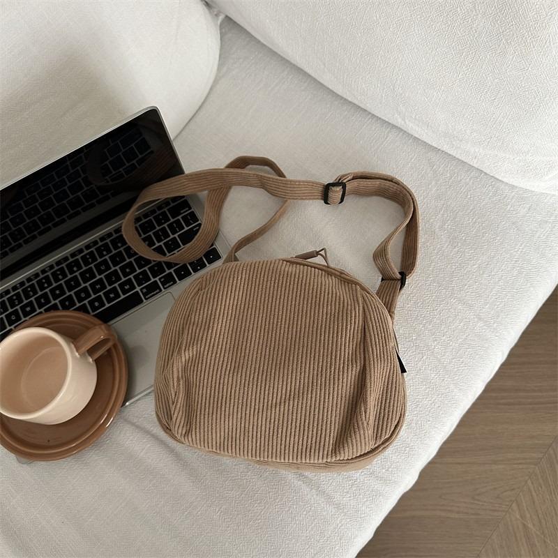 Canvas-Tasche mit großem Fassungsvermögen, neue Retro-Cord-Umhängetasche für Damen, lässige Studenten-Klassentasche