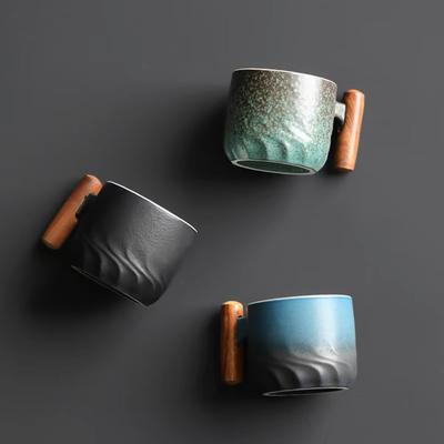 80ml Ceramiczny Kubek do Kawy w Stylu Retro Kubek do Wody Biurowy Kubek do Herbaty z Filtrem Drewniany Uchwyt Kubek do Kawy Ręcznie Robiony Kubek do Herbaty i Kawy Prezent Urodzinowy