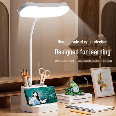 Smart LED Desk Lamp with Eye Protection, Creative Ambiance, Energy-Saving, and Built-in Pen Holder for Students