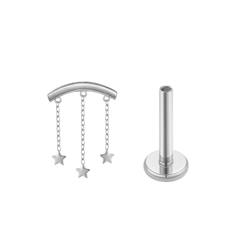 1PC G23 Titanium Labret Stud Internal Thread Ear Studs Flatback Butterfly Horse's Eye Zircon Tragus Cartilage Piercing Jewelry